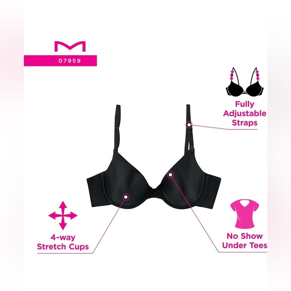 Maidenform Women's One Fab Fit underwire T-Shirt Bra in Black size 36B NWT - Picture 5 of 10